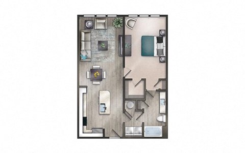 Floor plan for 1 bed, 1 bath, 850 sqft