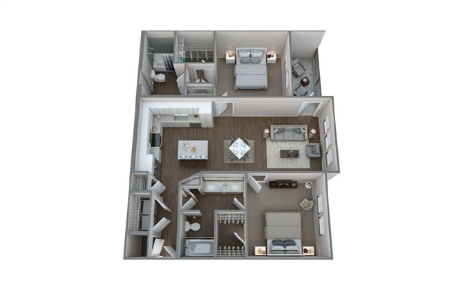 Floor plan for 2 beds, 2 baths, 1150 sqft