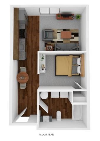 Floor plan for 1 bed, 1 bath, 468 sqft