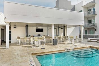 Hotel staffed pool bar and towel service
