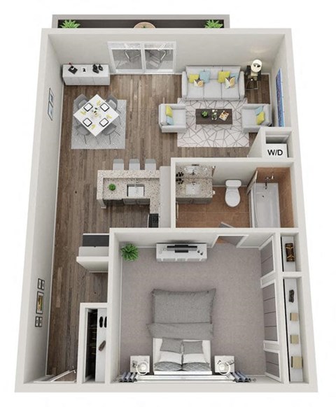 Floor plan for studio, 1 bath, 535 sqft