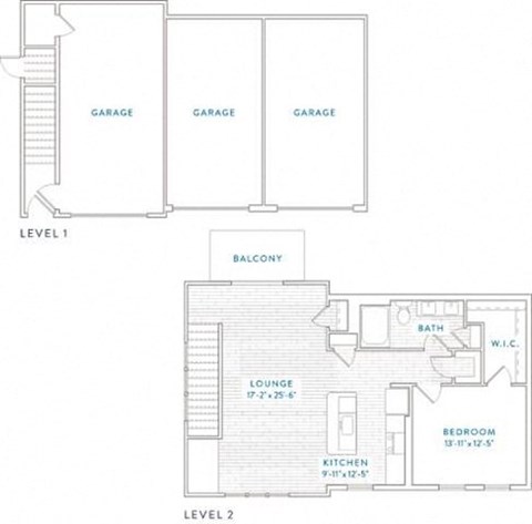 Floor plan for 1 bed, 1 bath, 995 sqft