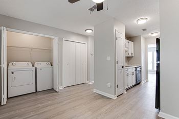 In unit laundry closet with washer and dryer