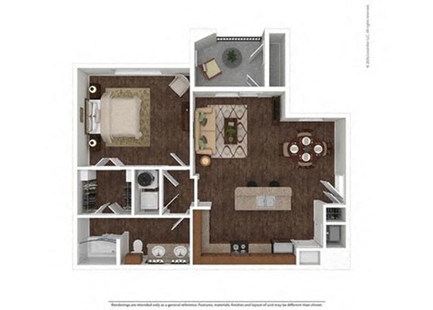 Floor plan for 1 bed, 1 bath, 824 sqft
