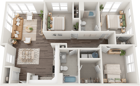 Floor plan for 3 beds, 2 baths, 1146 sqft