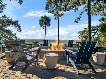 Fire pit with marsh views
