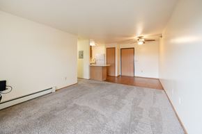 Grimes apartment for rent - A spacious room with a grey carpet and a white wall.