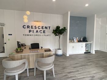 A view of the reception area at crescent place townhomes and flats