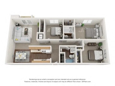 Floor plan for 3 beds, 1.5 baths, 1160 sqft