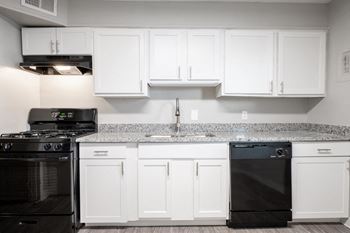 White shaker-style cabinets