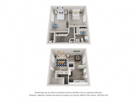 Floor plan for 2 beds, 1 bath, 1000 sqft
