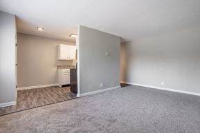 Indianapolis apartment for rent - the living room and kitchen of an empty apartment