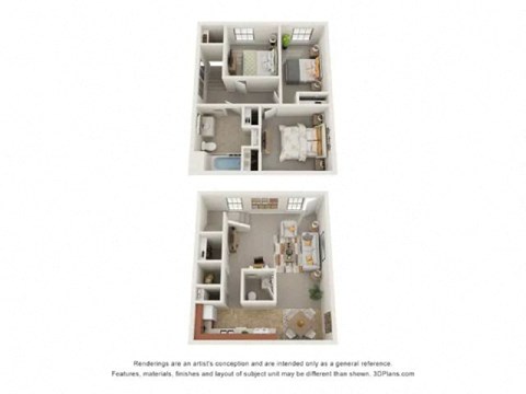 Floor plan for 3 beds, 2 baths, 1200 sqft