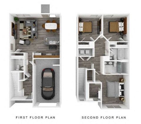Floor plan for 3 beds, 2.5 baths, 1381 sqft