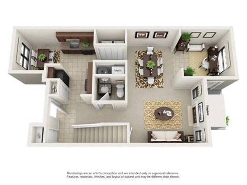 Floor plan for 3 beds, 2.5 baths, 1712 sqft