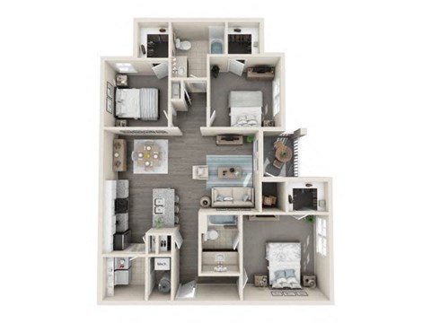 Floor plan for 3 beds, 2 baths, 1200 sqft
