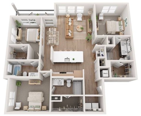 Floor plan for 3 beds, 3 baths, 1560 sqft