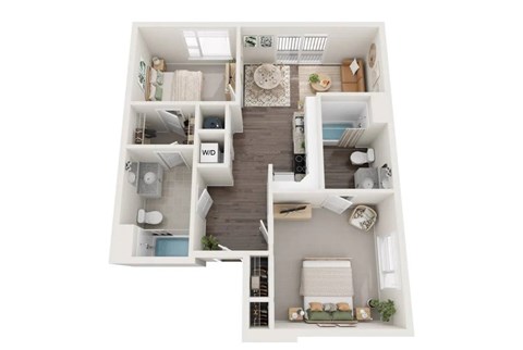 Floor plan for 2 beds, 2 baths, 819 sqft