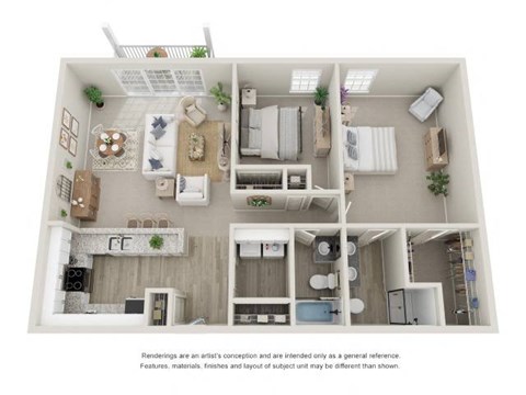 Floor plan for 2 beds, 2 baths, 1200 sqft