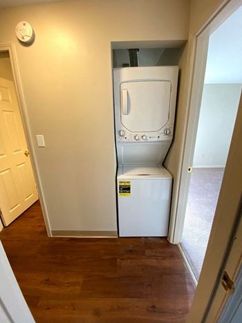 Laundry closet with washer and dryer