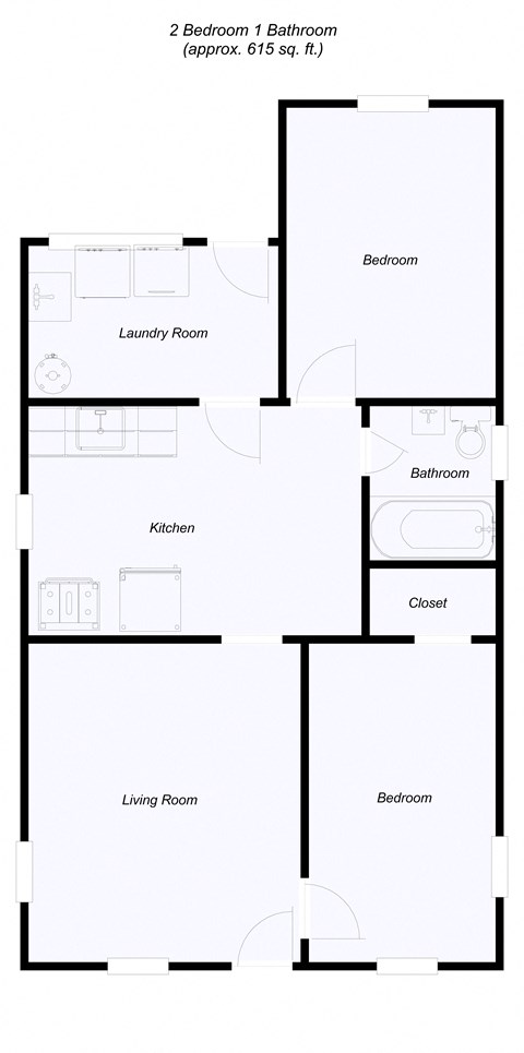 Floor plan for 2 beds, 1 bath, 1756 sqft