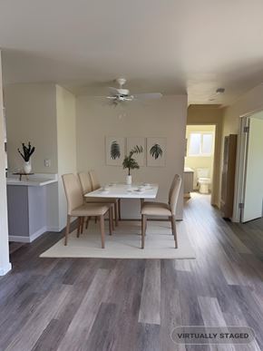 Santa Cruz apartment for rent - A dining room with a table and chairs.