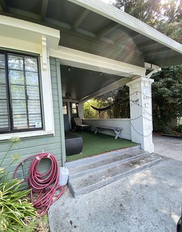Santa Clara apartment for rent - the front porch of a house with a hose on the ground