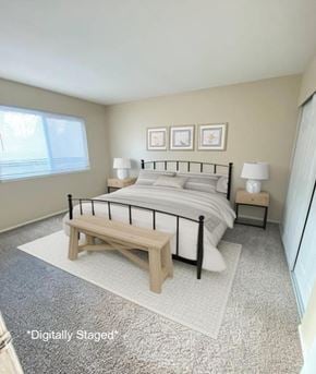San Jose apartment for rent - A bedroom with a bed, nightstands, and a bench.