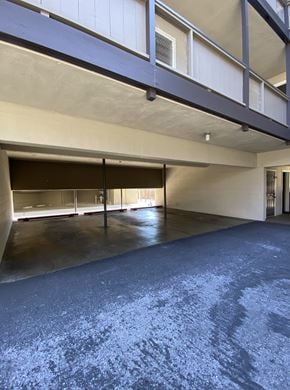 San Mateo apartment for rent - the inside of a parking garage with a gravel floor