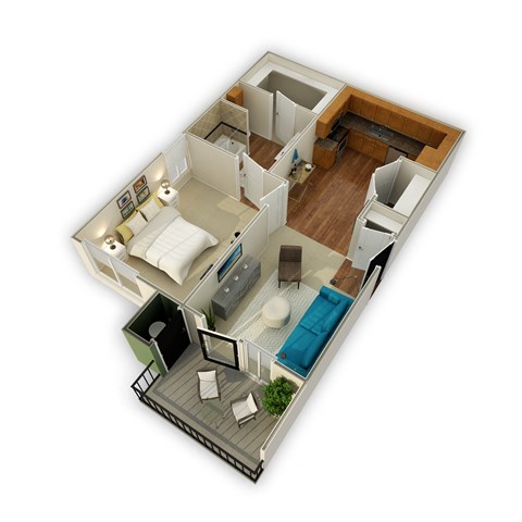 Floor plan for 1 bed, 1 bath, 700 sqft