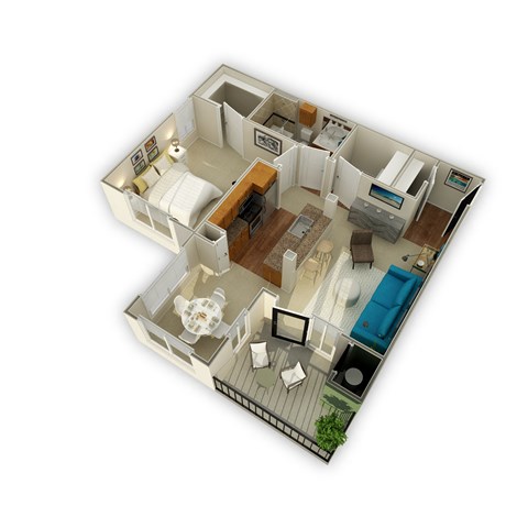 Floor plan for 1 bed, 1 bath, 789 sqft