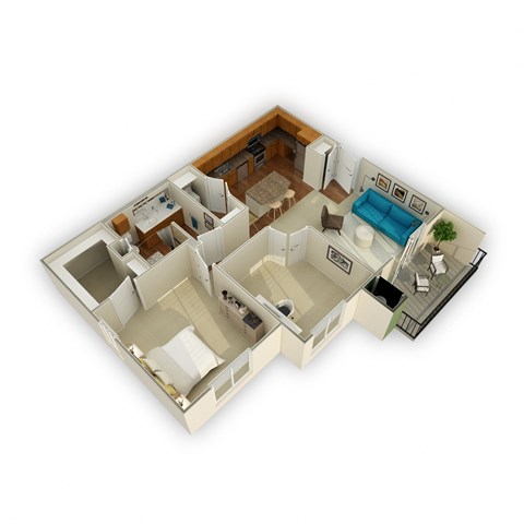 Floor plan for 1 bed, 1 bath, 898 sqft