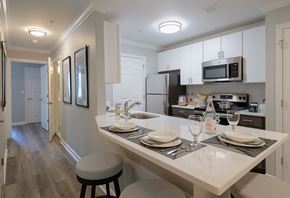 Wakefield apartment for rent - a kitchen with a large island with a breakfast bar