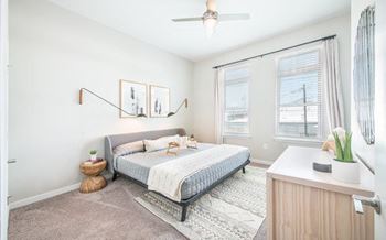 Comfortable bedroom with large window