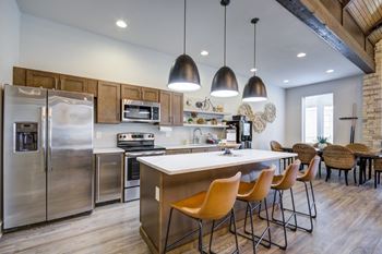 Kitchen with stainless steel appliances
