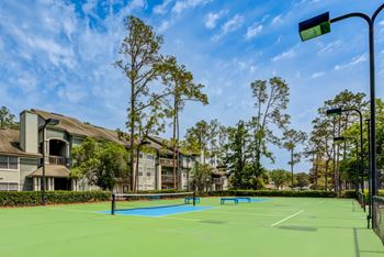 Two lighted pickle ball courts
