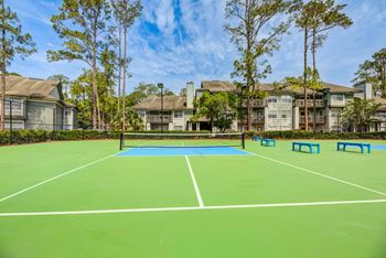Two lighted pickle ball courts