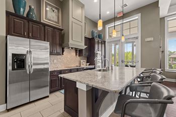 Kitchen with pendant lights