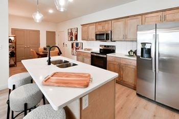 Kitchen with a white island