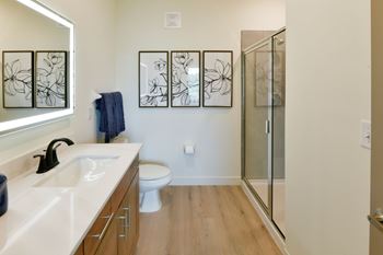 Bathroom with a glass door shower