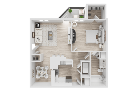 Floor plan for 1 bed, 1 bath, 810 sqft