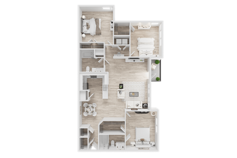 Floor plan for 3 beds, 2 baths, 1426 sqft