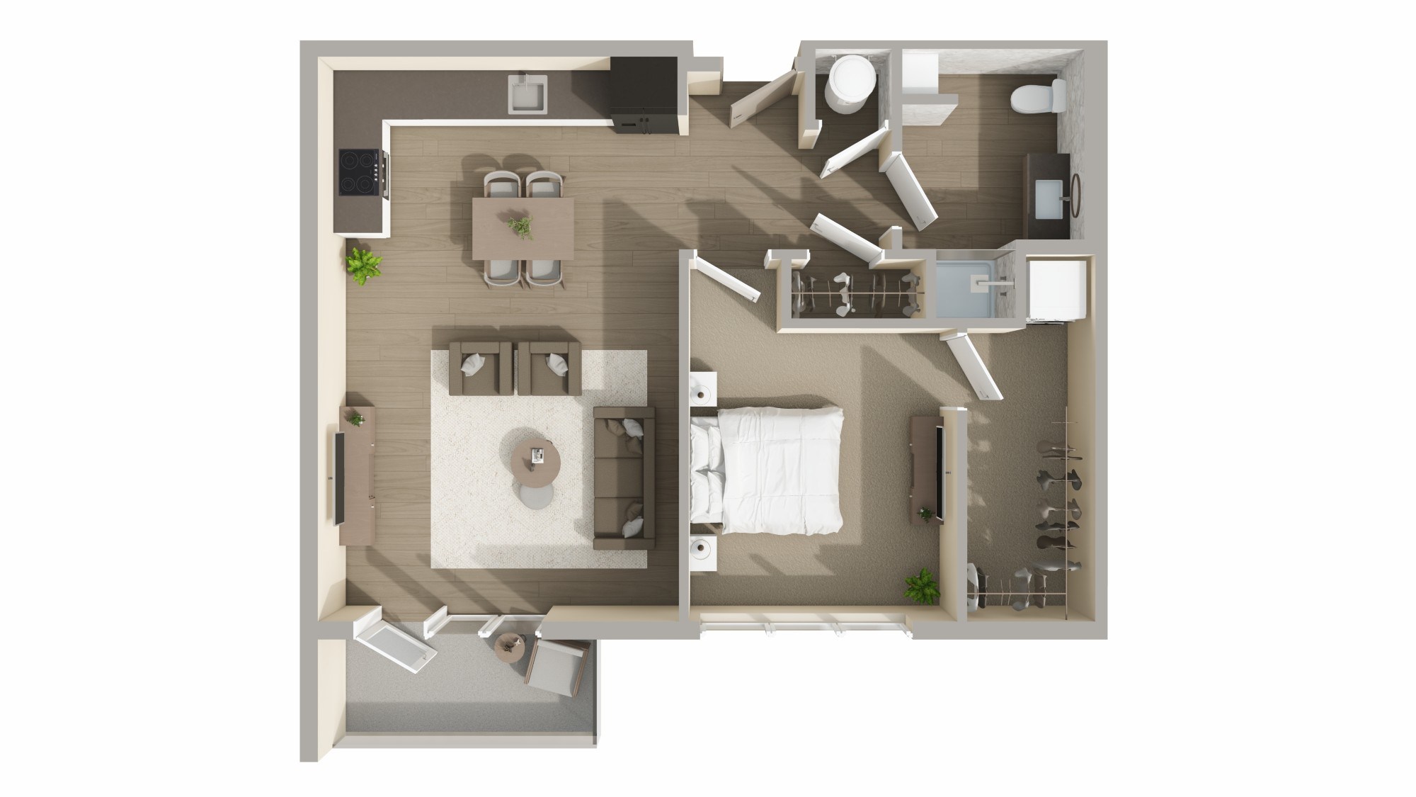 Floor plan for 1 bed, 1 bath, 804 sqft