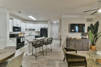 Living area with kitchen view