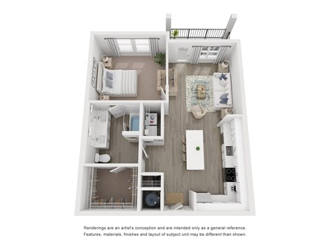 Floor plan for 1 bed, 1 bath, 824 sqft