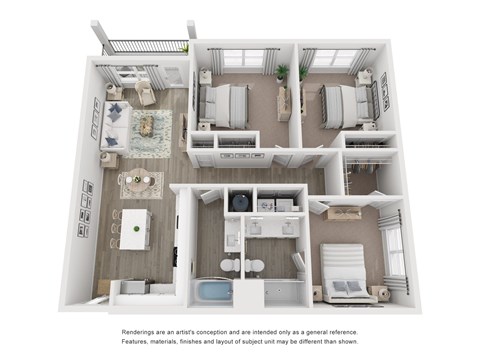 Floor plan for 3 beds, 2 baths, 1321 sqft