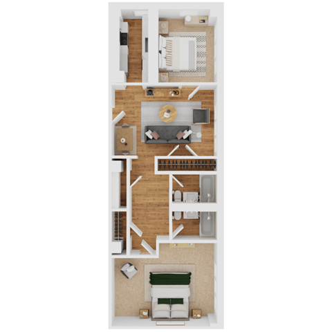 Floor plan for 2 beds, 2 baths, 1010 sqft