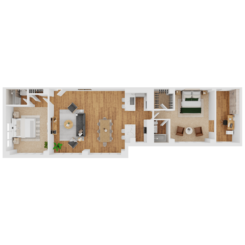 Floor plan for 2 beds, 2 baths, 1617 sqft