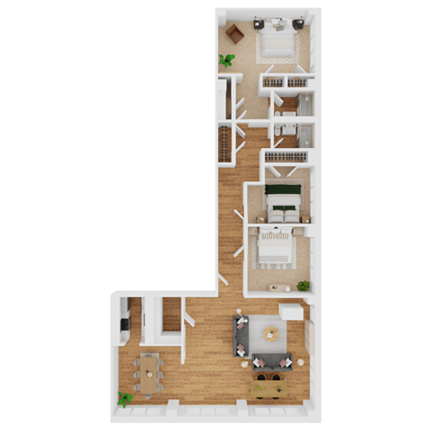 Floor plan for 3 beds, 2 baths, 1848 sqft