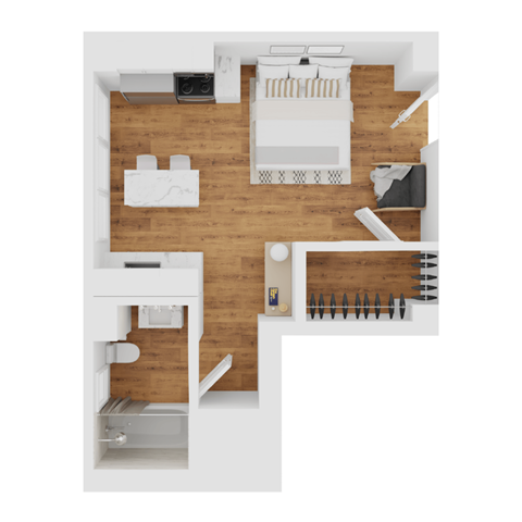 Floor plan for studio, 1 bath, 339 sqft